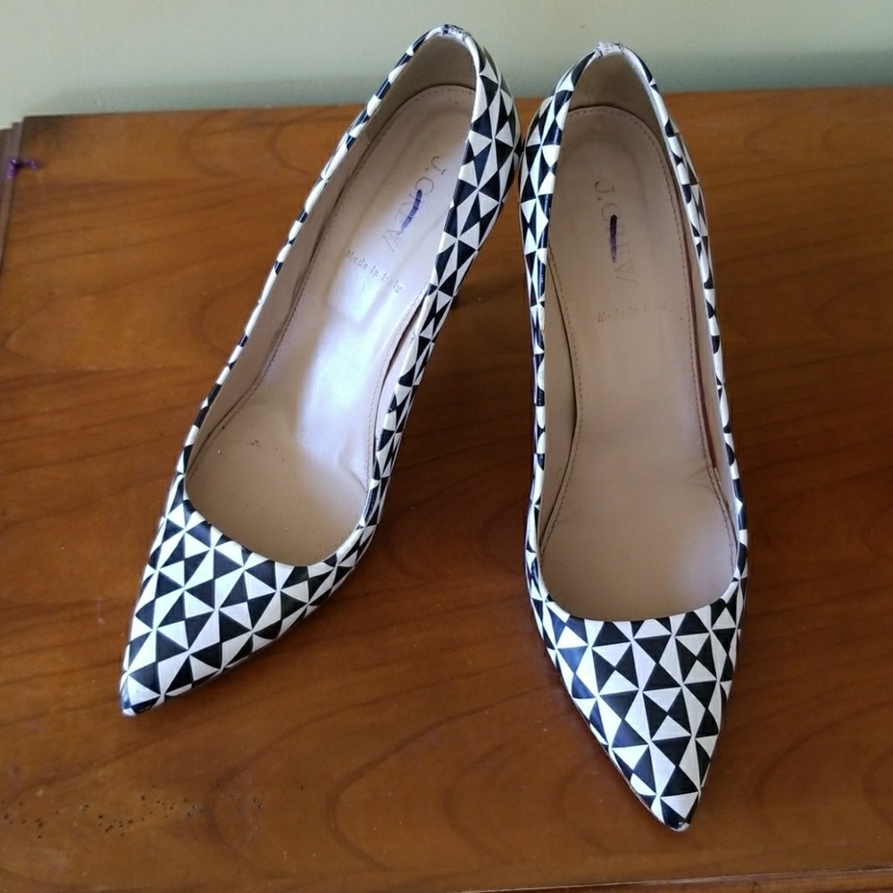 J. Crew heels. Harlequin pattern.